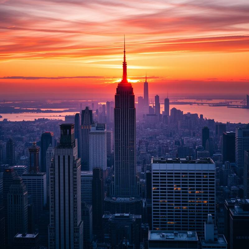 Vista del horizonte de Nueva York, con el Empire State Building destacando.