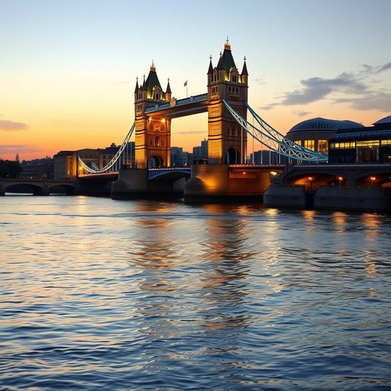 Vista del Puente de la Torre y el río Támesis en Londres, Inglaterra.