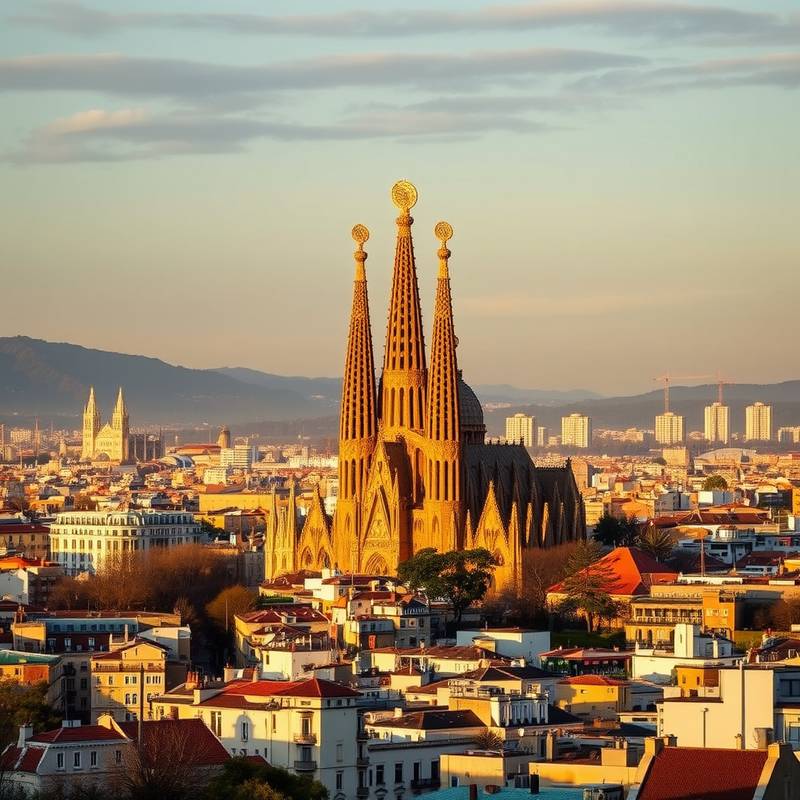 Vista panorámica de Barcelona con la Sagrada Familia destacando